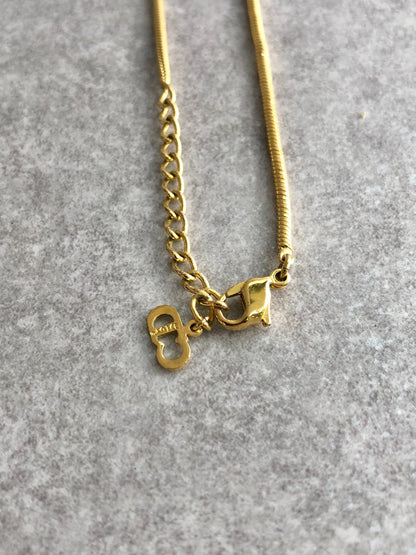 Christian Dior Logo Motif Necklace Gold Vintage irjb58
