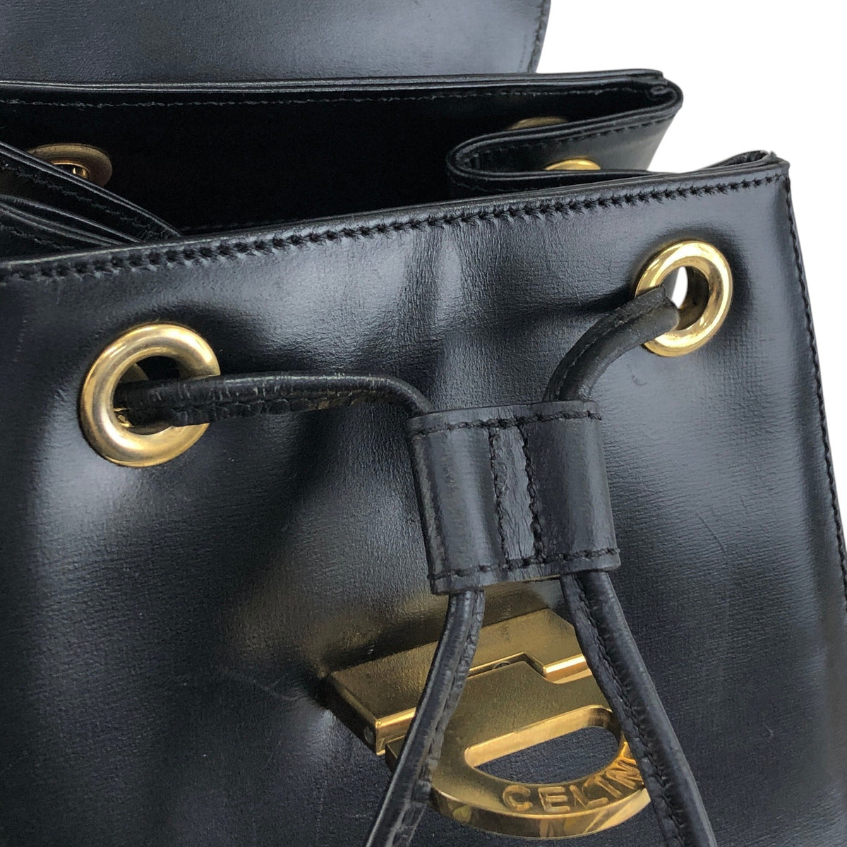 CELINE Gancini Backpack Black Vintage 6s3thv