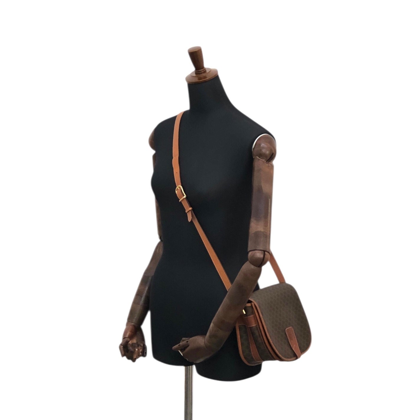 CELINE Macadam Blason Flap Shoulder bag Brown Vintage kv7fz3