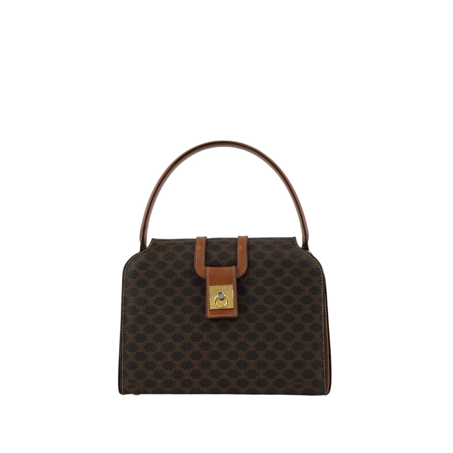 CELINE Macadam Gancini Handbag Brown Vintage hjb52j