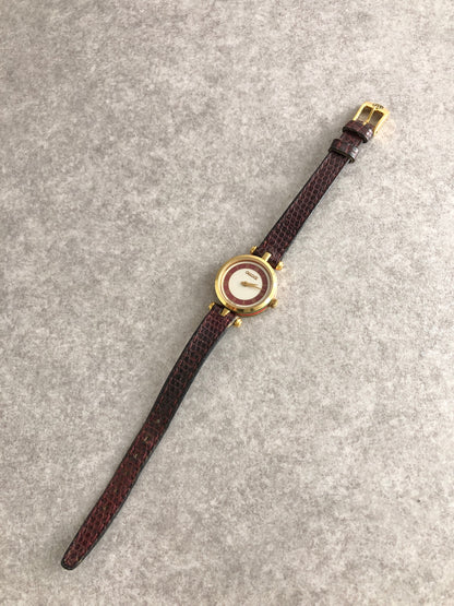 GUCCI Logo Watch Brown Vintage xpg7th