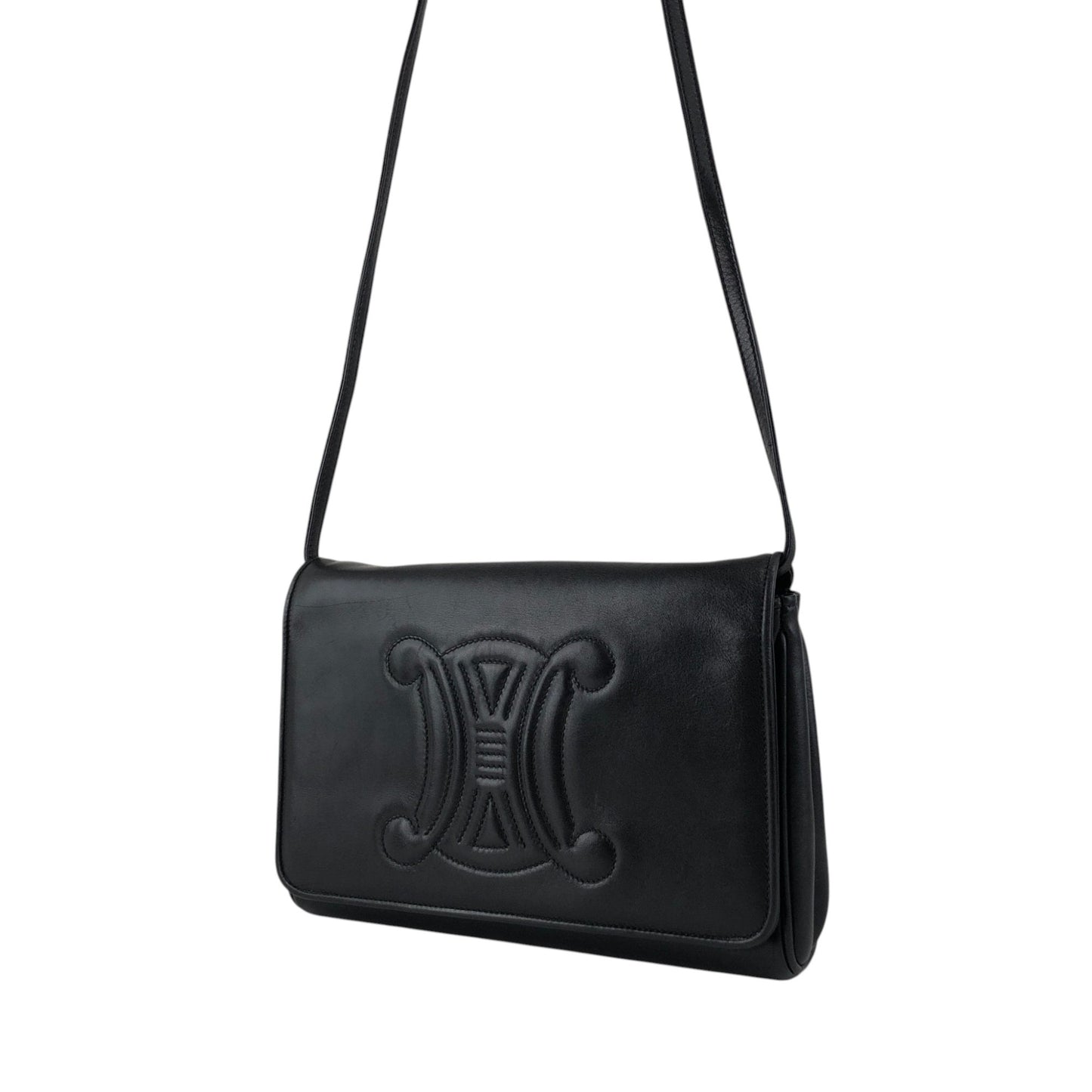 CELINE Blason Shoulder bag Black Vintage tuhbjd