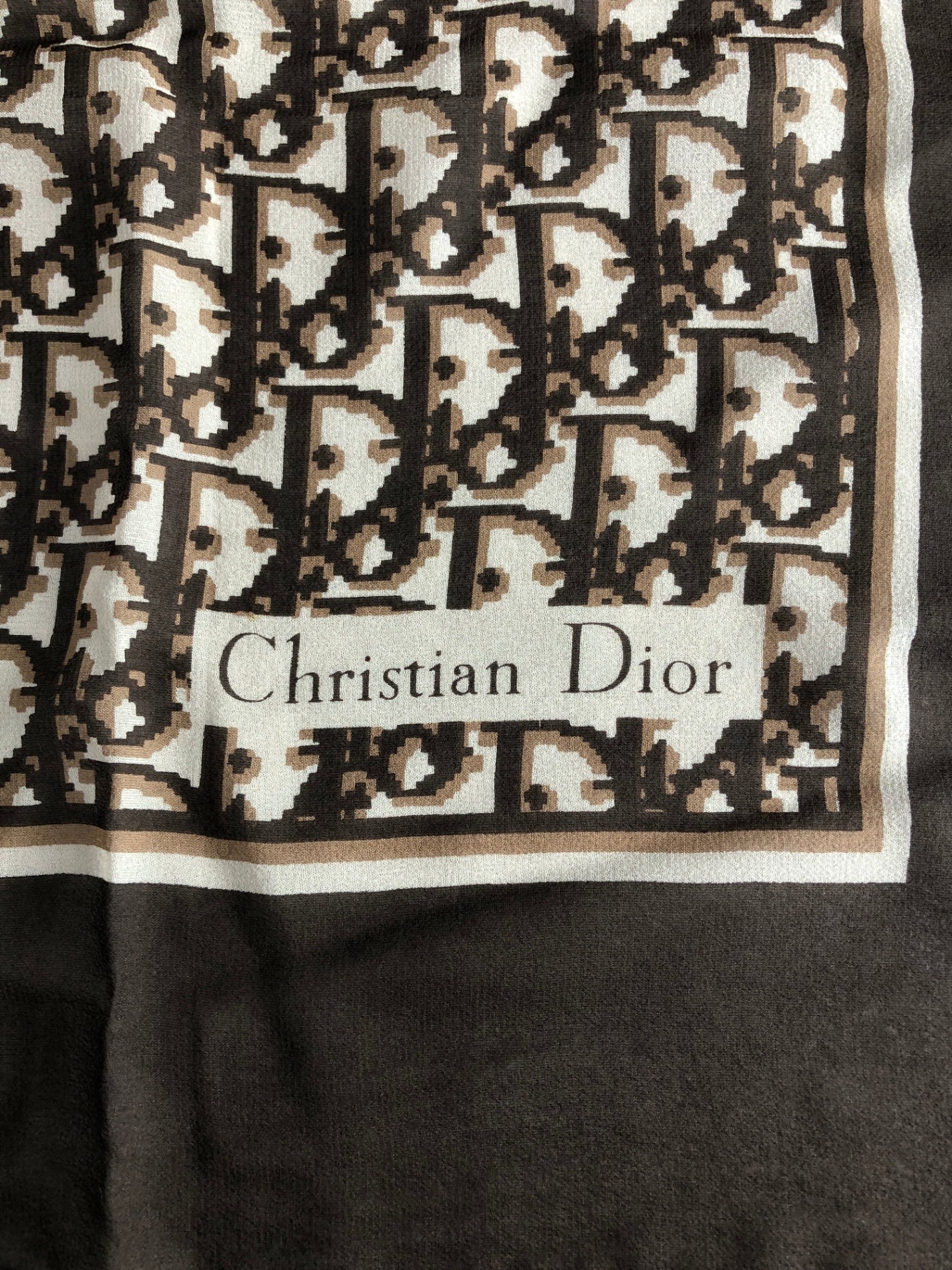 Christian Dior Trotter SILK Scarf Brown Vintage xdf2sp