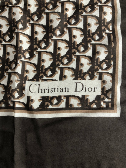 Christian Dior Trotter SILK Scarf Brown Vintage xdf2sp