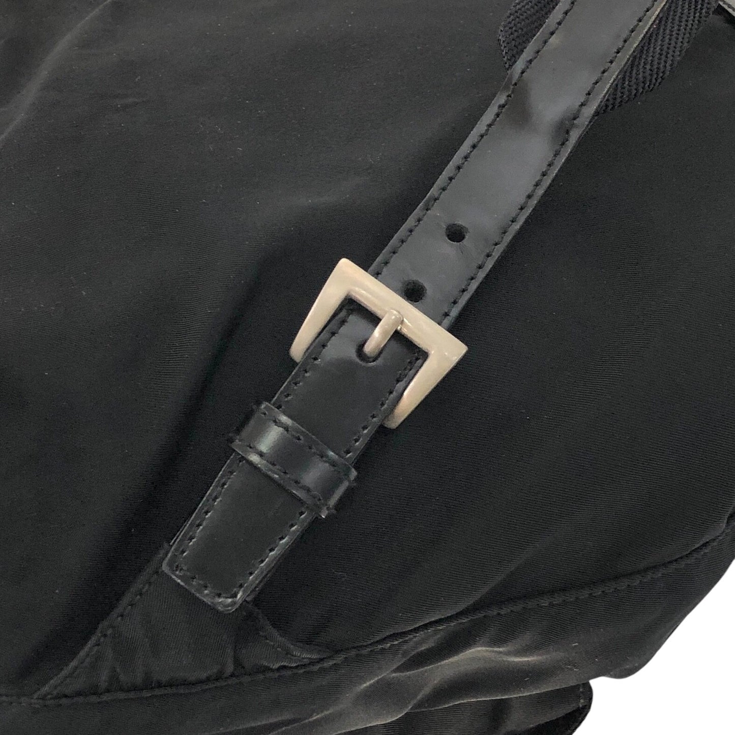 PRADA Triangle Logo Double Pocket Backpack Black Vintage hbs63x