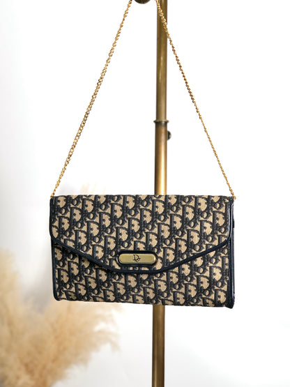 Christian Dior Trotter 鏈條單肩包 海軍藍 復古 gex65u