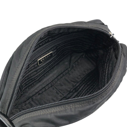 PRADA Tessuto Triangle Logo Shoulder bag Black Vintage bsftsu