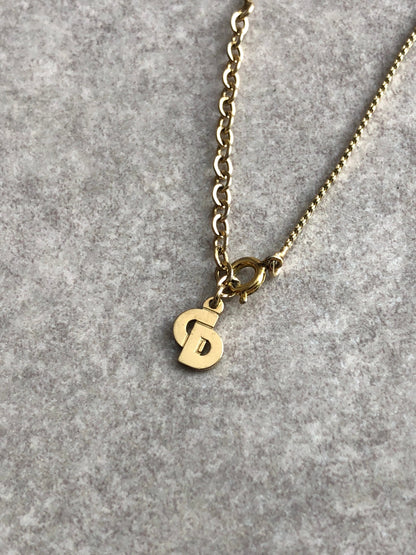 Christian Dior CD Logo Necklace Gold Vintage 2dmcuz