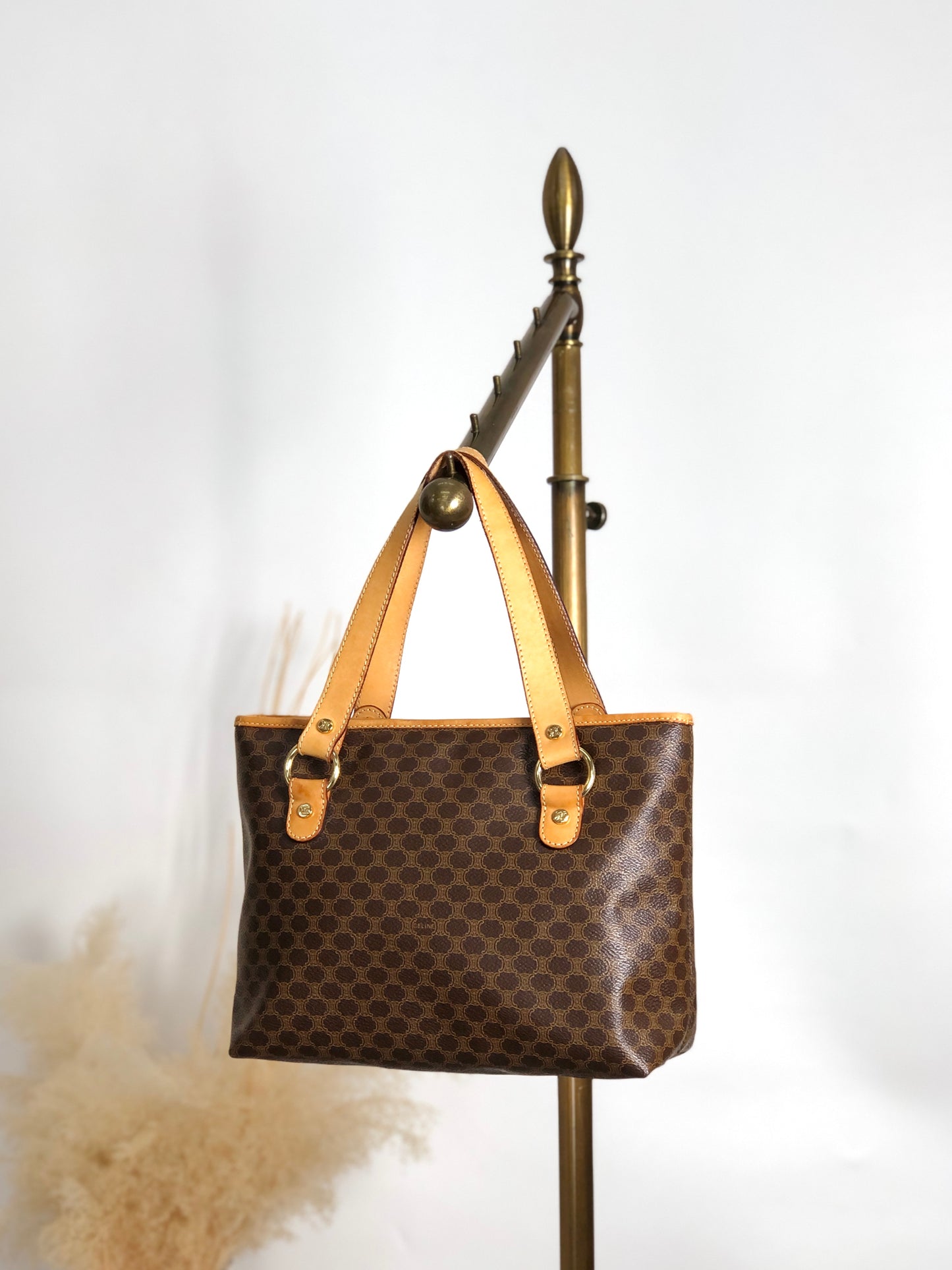 CELINE Macadam Handbag Totebag Brown Vintage v7jdmm