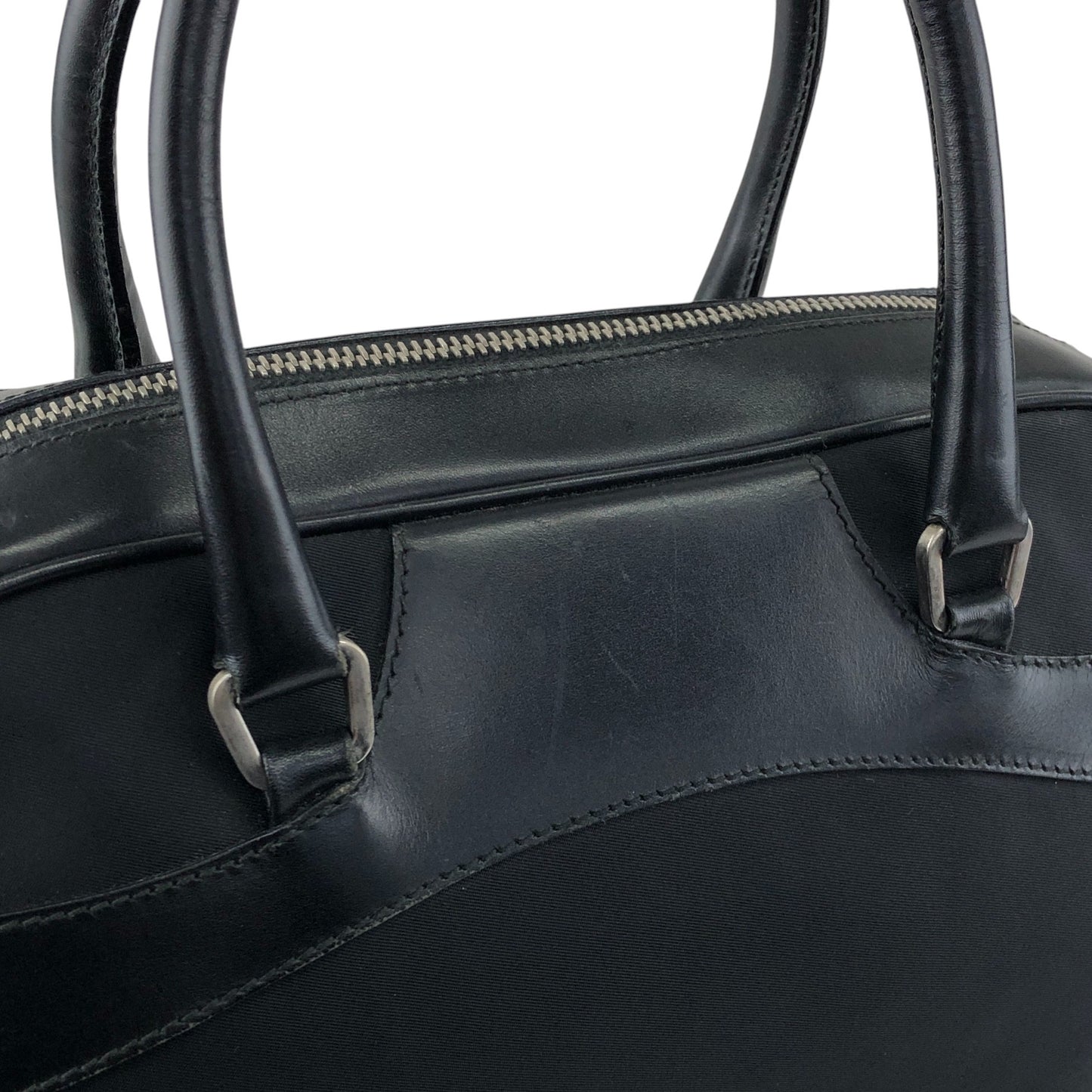 PRADA Tessuto Triangle Logo Small Boston bag Handbag Black Vintage ezhmex