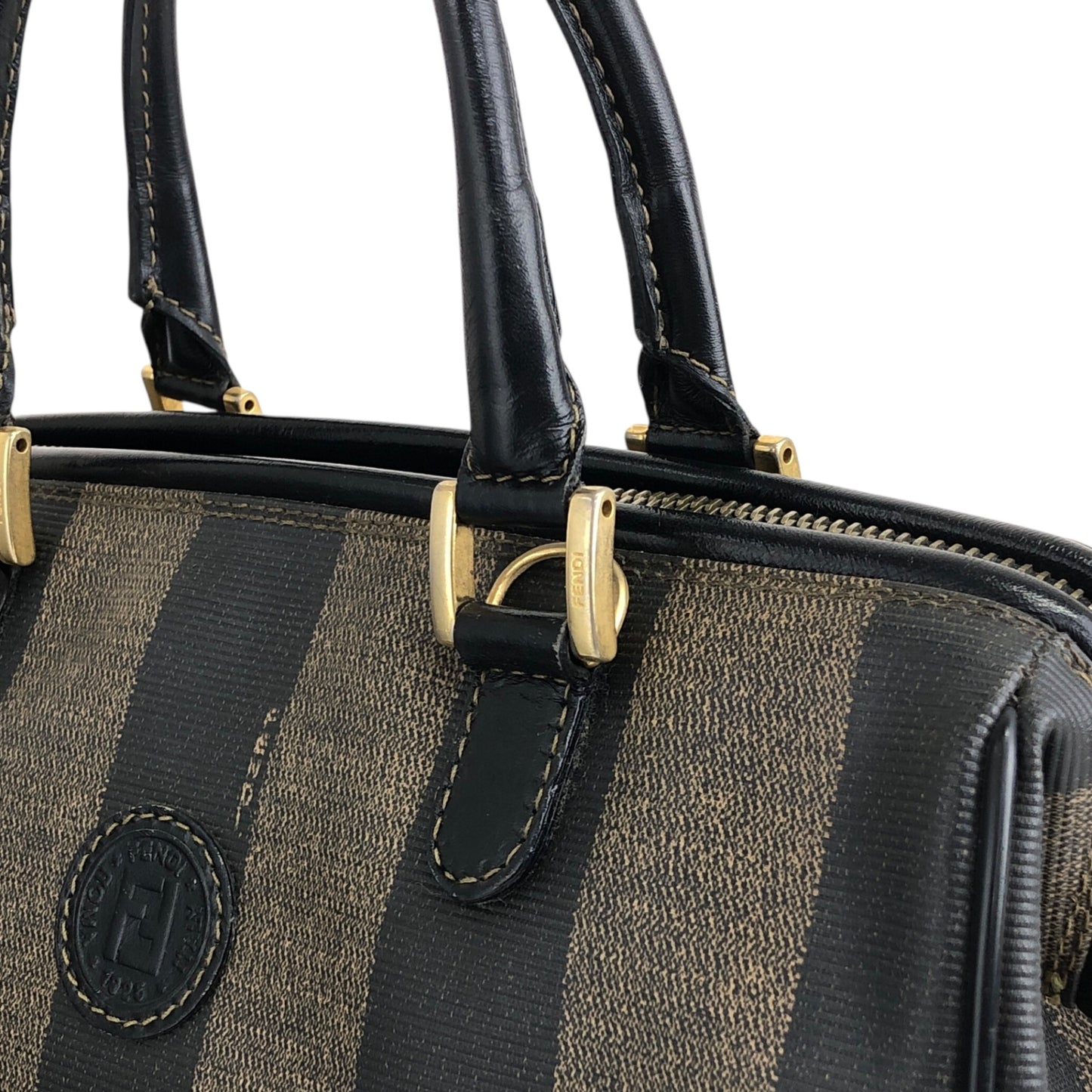 FENDI Pecan Two-way Small Boston bag Shoulder bag Brown×Black Vintage gyzceb