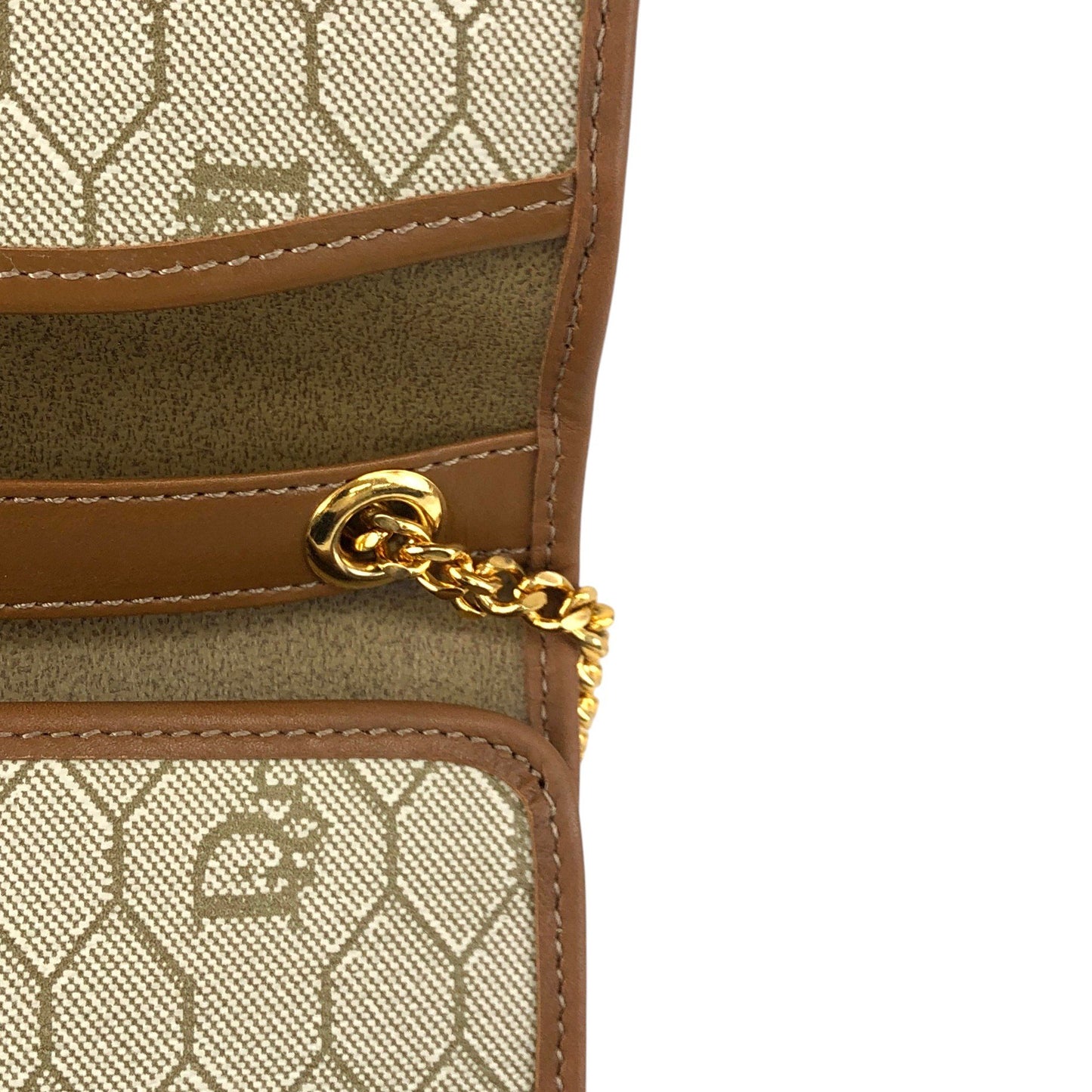 Christian Dior Honeycomb Pattern Chain Shoulder bag Beige Vintage gfhe2x
