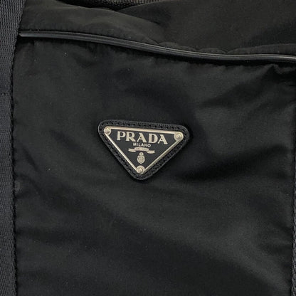 PRADA Triangle Logo Handbag Boston bag Black Vintage uw62dp