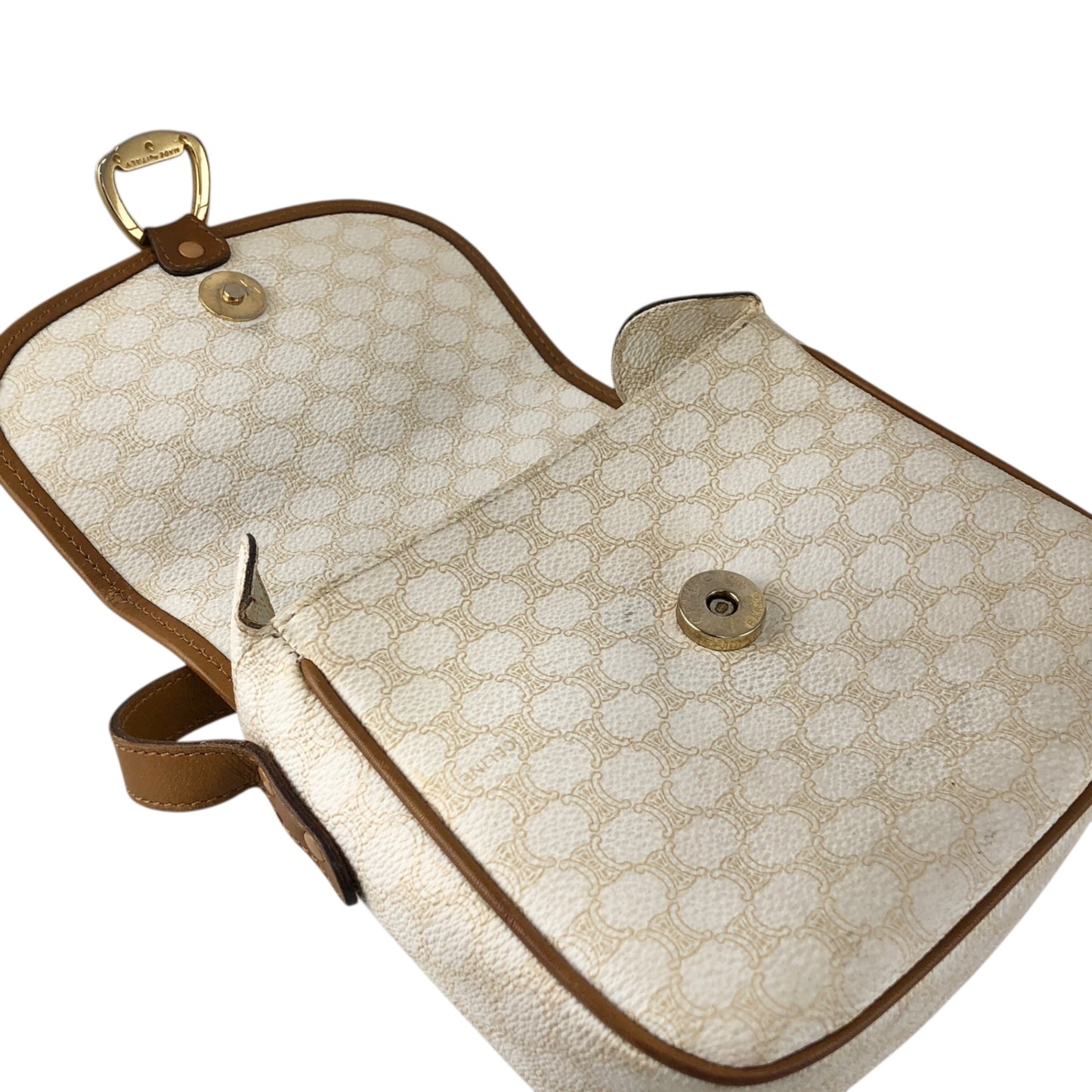 CELINE Macadam Horse Bit Shoulder bag White Vintage ctjind