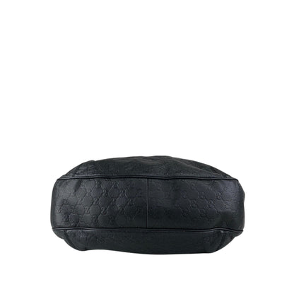 GUCCI Logo Shoulder bag Hobobag Black Vintage f2bysj