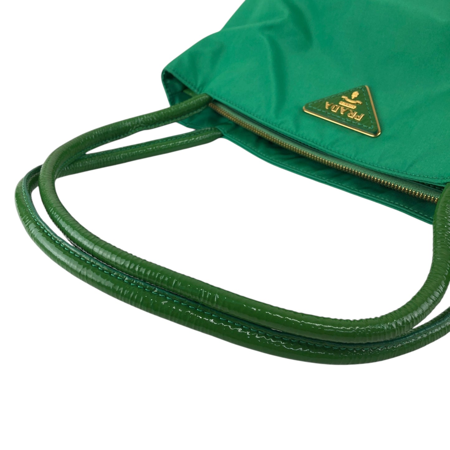PRADA Tessuto Triangle Logo Handbag Totebag Green Vintage paupzp