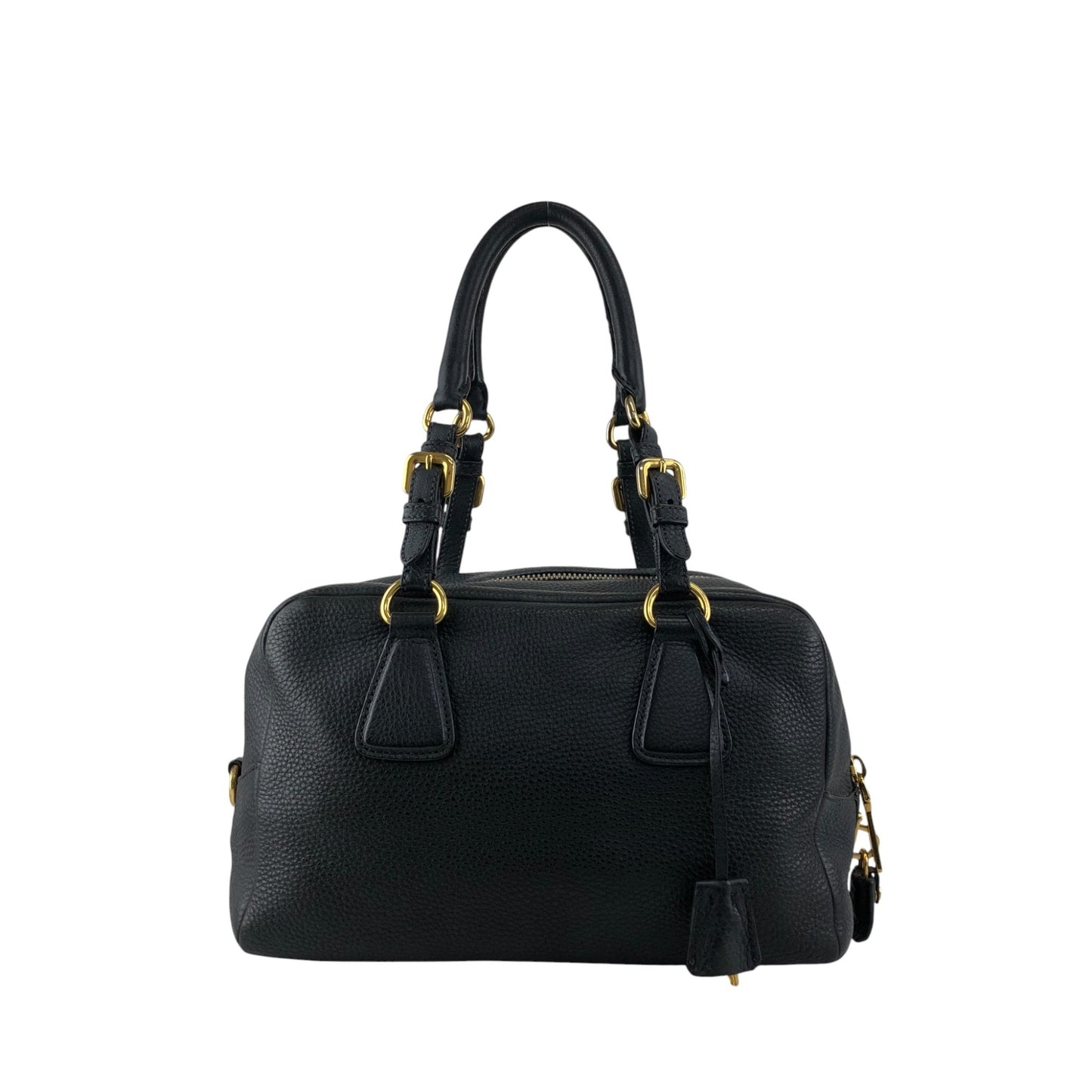 PRADA Logo Small Boston bag Handbag Black Vintage c8s4mf