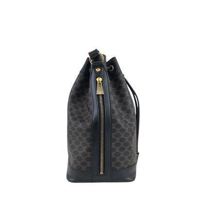 CELINE Macadam Blason Drawstring Shoulder bag Black Vintage ruunby