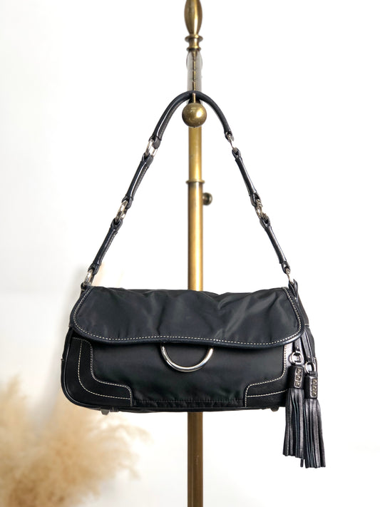 PRADA Triangle Logo Shoulder bag Black Vintage ttefme