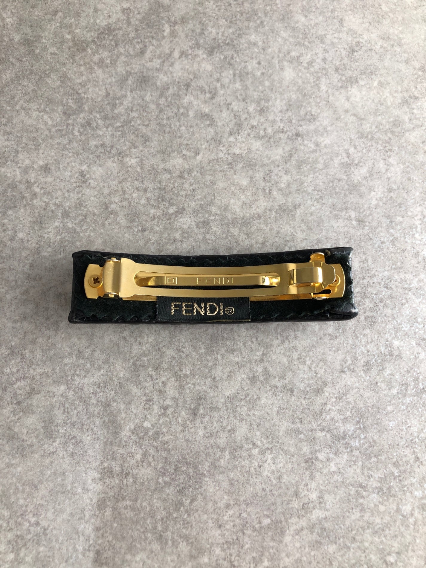 FENDI Logo Barrette Black Vintage u68diu