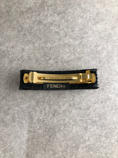 FENDI Logo Barrette Black Vintage u68diu