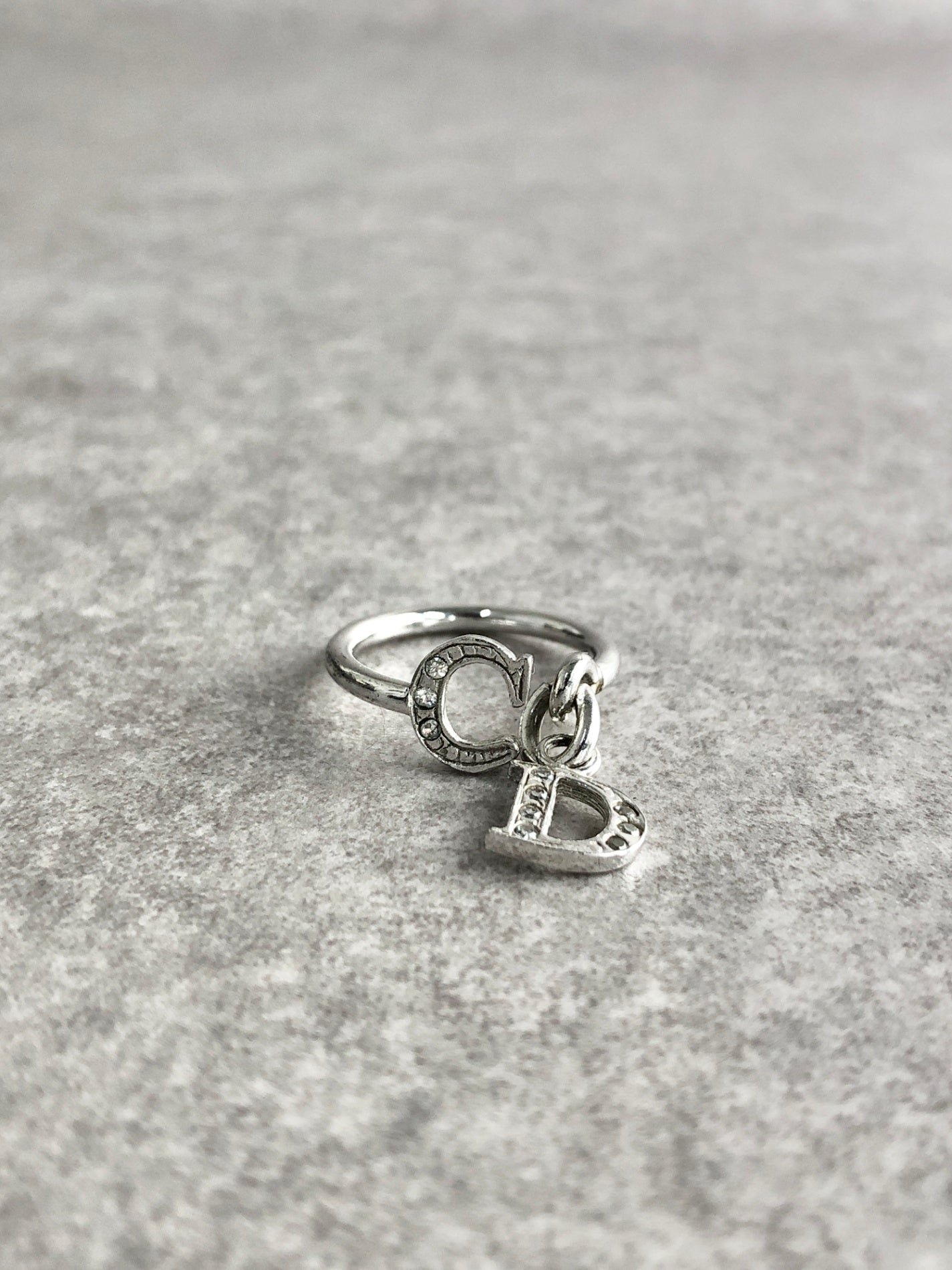 Christian Dior CD Logo Charm SILVER925 Ring Silver Vintage 53dv3v