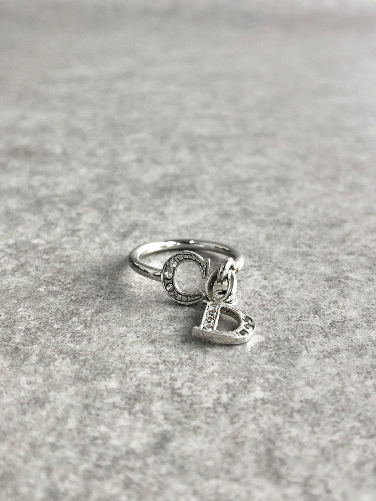 Christian Dior CD Logo Charm SILVER925 Ring Silver Vintage 53dv3v