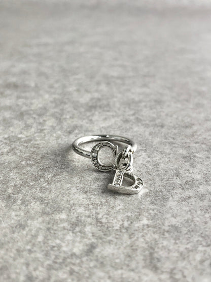 Christian Dior CD Logo Charm SILVER925 Ring Silver Vintage 53dv3v