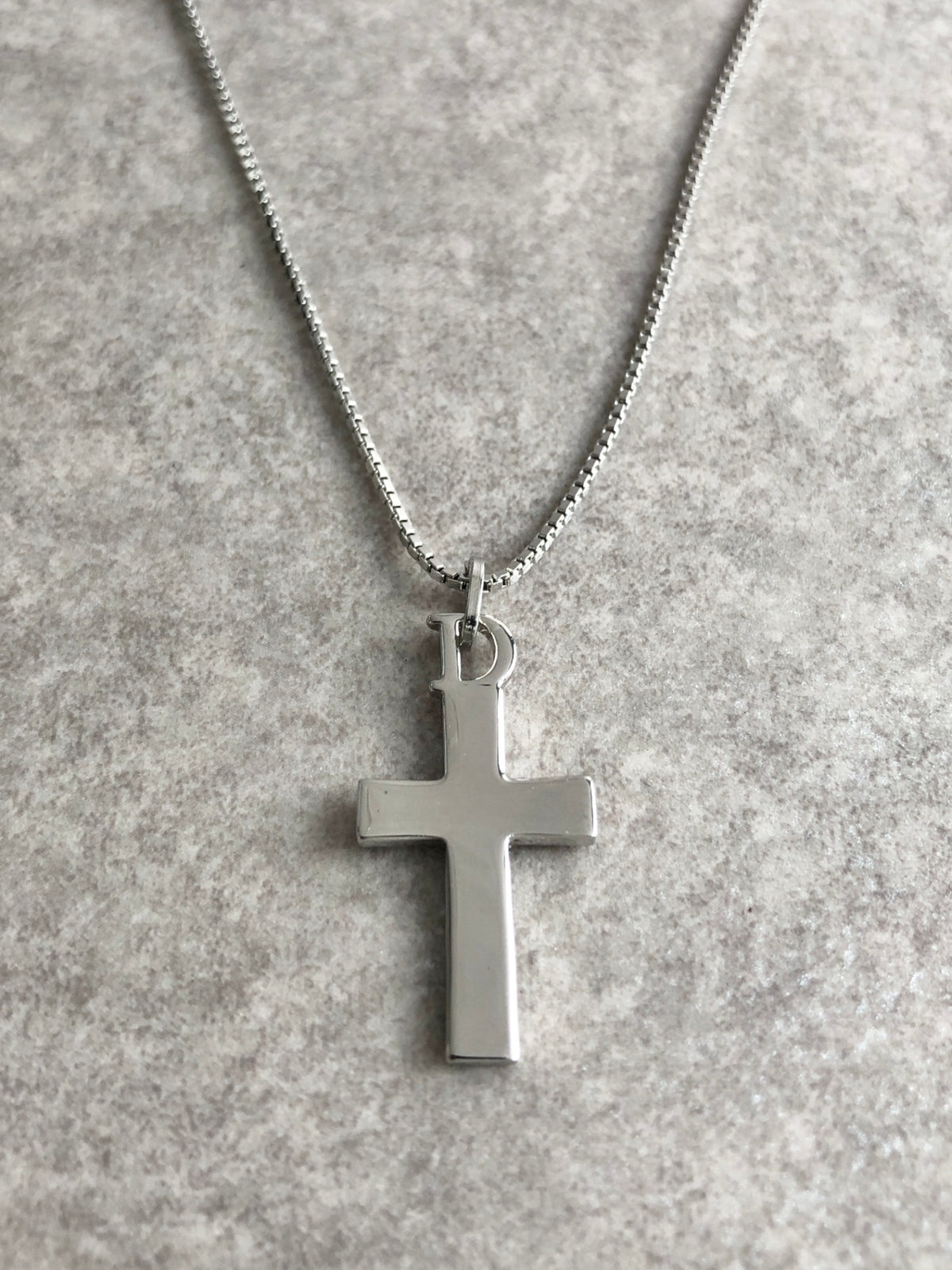 Christian Dior Cross Motif Necklace Silver Vintage 2v5a87