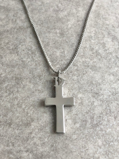 Christian Dior Cross Motif Necklace Silver Vintage 2v5a87