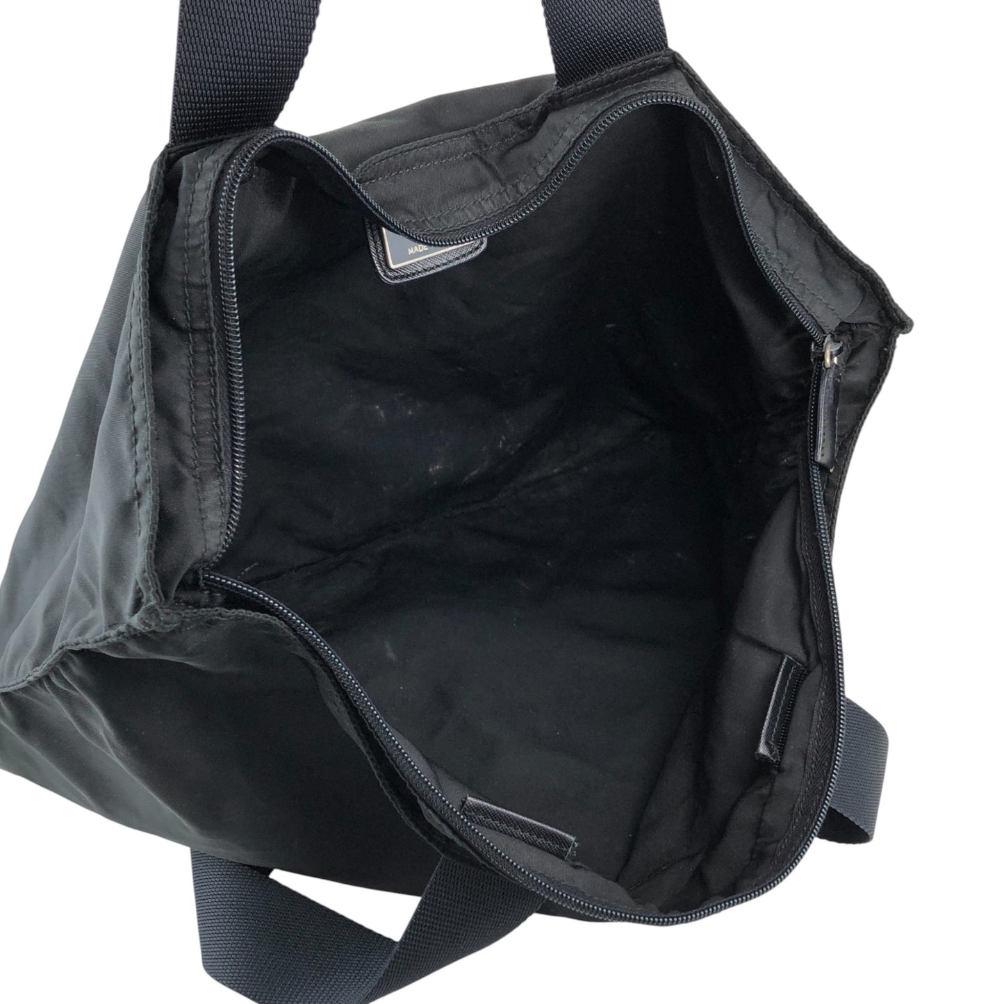 PRADA Tessuto Triangle Logo Totebag Black Vintage 4zvity