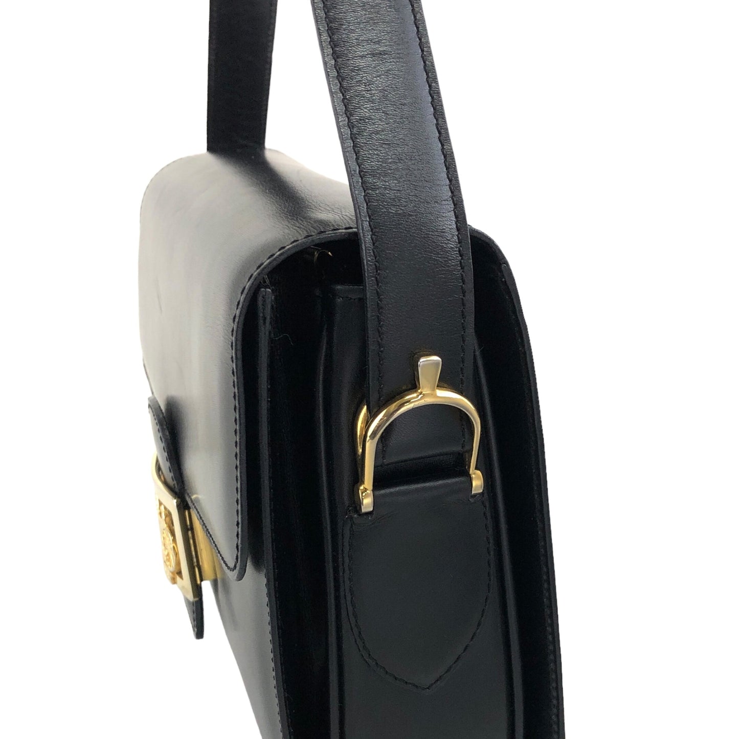 CELINE Horse Carriage Shoulder bag Black Vintage cwij46