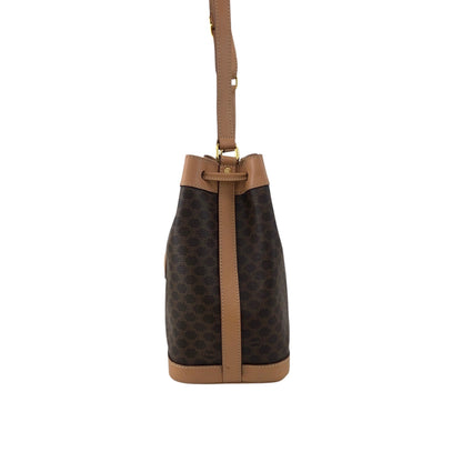 CELINE Macadam Blason Drawstring Shoulder bag Brown Vintage kvk5hf