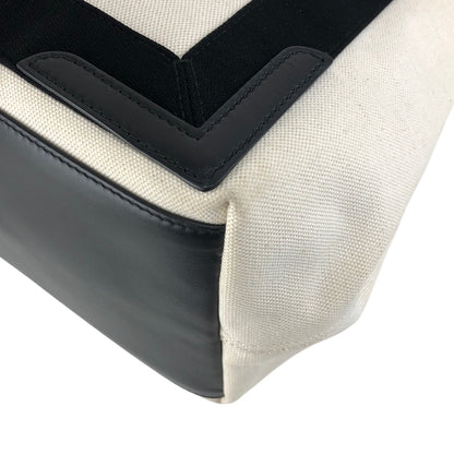 BALENCIAGA Handbag Totebag White×Black Vintage bpp756