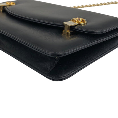 CELINE Triomphe Chain Shoulder bag Black Vintage fhwkwk