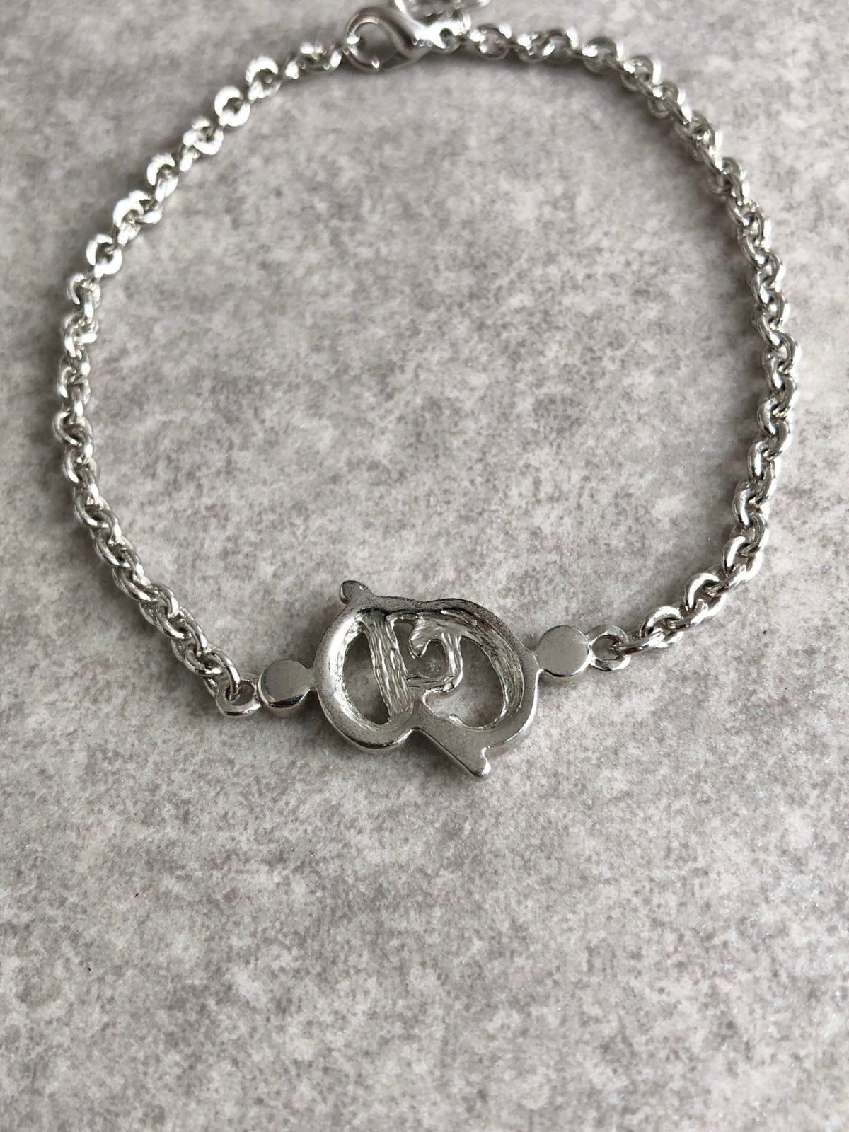 Christian Dior CD Logo Rhinestone Bracelet Silver Vintage jaxr3c