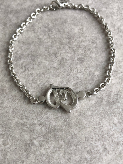Christian Dior CD Logo Rhinestone Bracelet Silver Vintage jaxr3c
