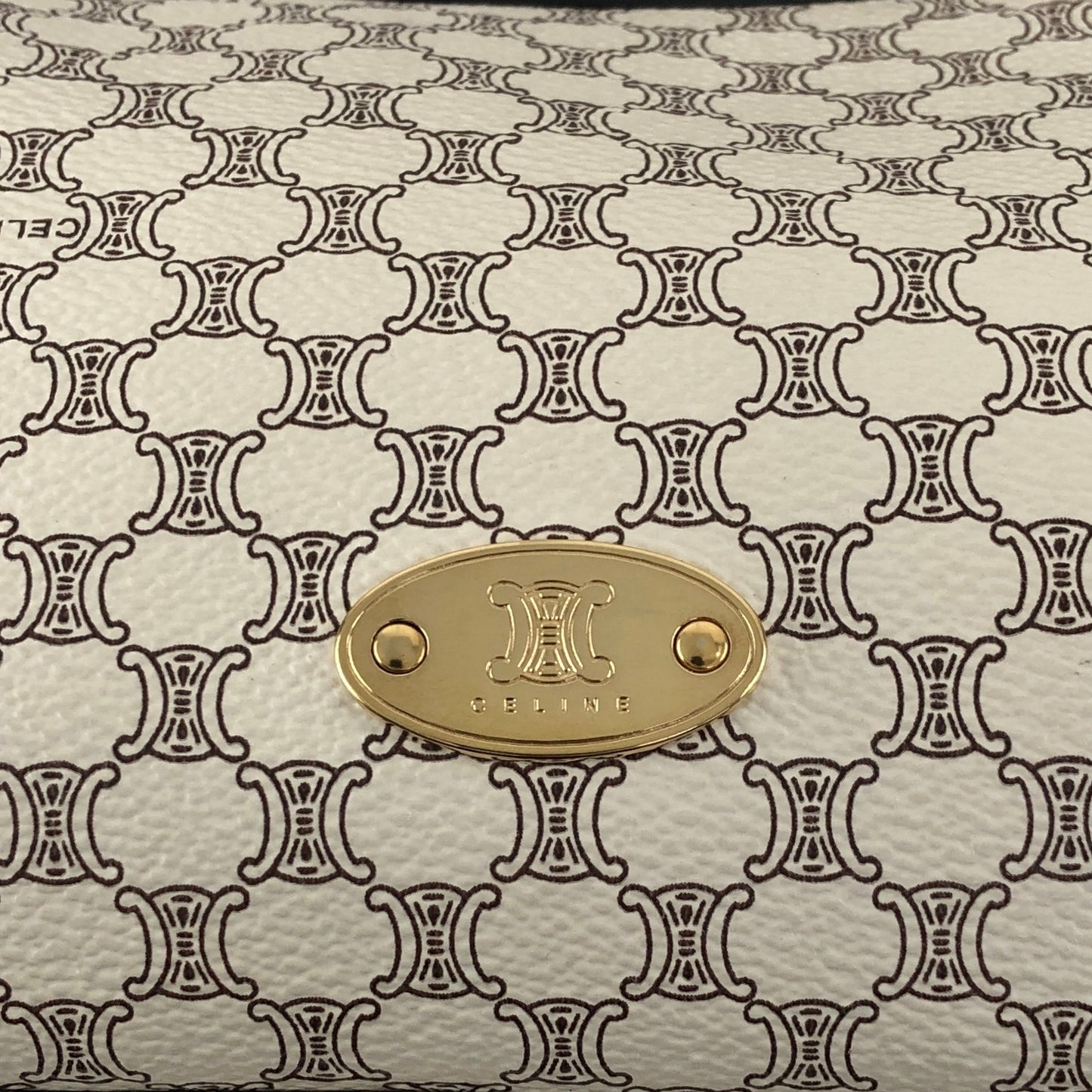 CELINE Macadam Triomphe Shoulder bag White Vintage frfffi