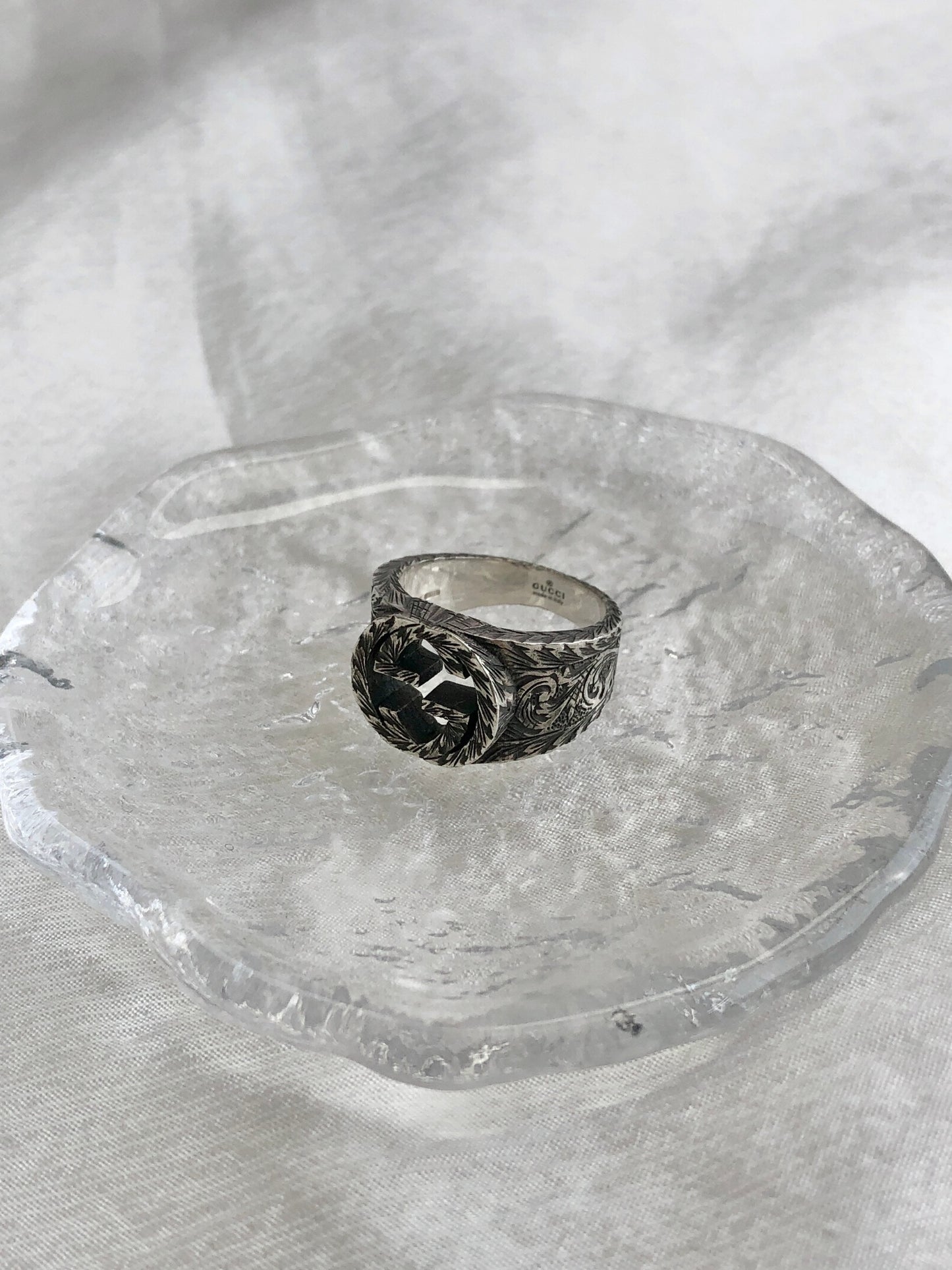 GUCCI Interlocking Ring Silver Vintage 74d6hf