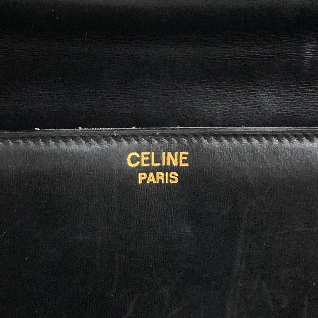 CELINE Gancini Handbag Black Vintage zn353p