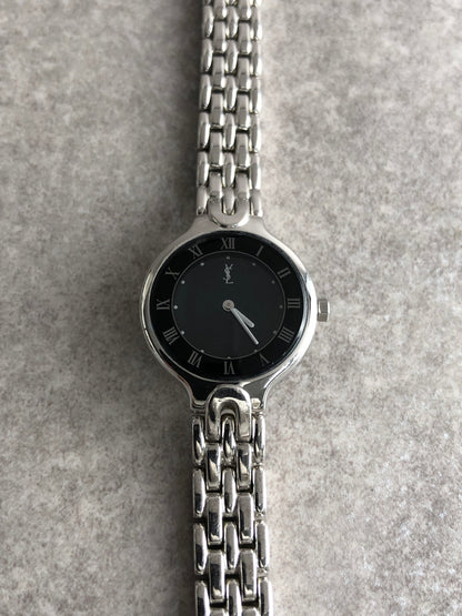 Yves Saint Laurent YSL Logo Quartz Watch Silver 2823-288458 Vintage 4rhgue