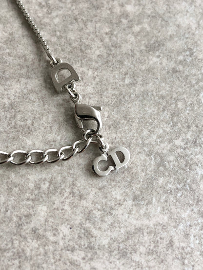 Christian Dior Logo Motif Necklace Silver Vintage x5zjcp