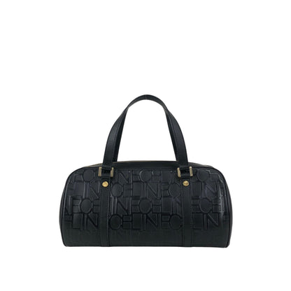 CELINE Logo Embossed Handbag Black Vintage 2jj6ge