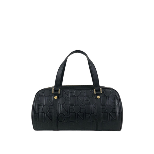 CELINE Logo Embossed Handbag Black Vintage 2jj6ge