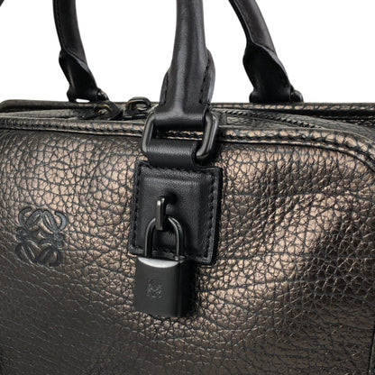 LOEWE Amazona Anagram Small Boston bag Handbag Metallic Black Vintage zmwhrn