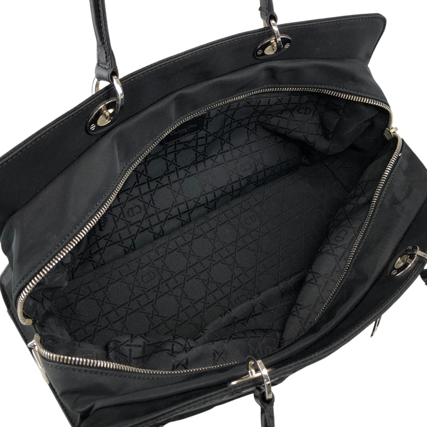 Christian Dior Cannage Logo Charm Handbag Black Vintage bceacw