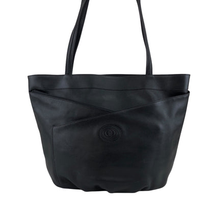 GUCCI Logo Embossed Shoulder bag Totebag Black Vintage cgykye