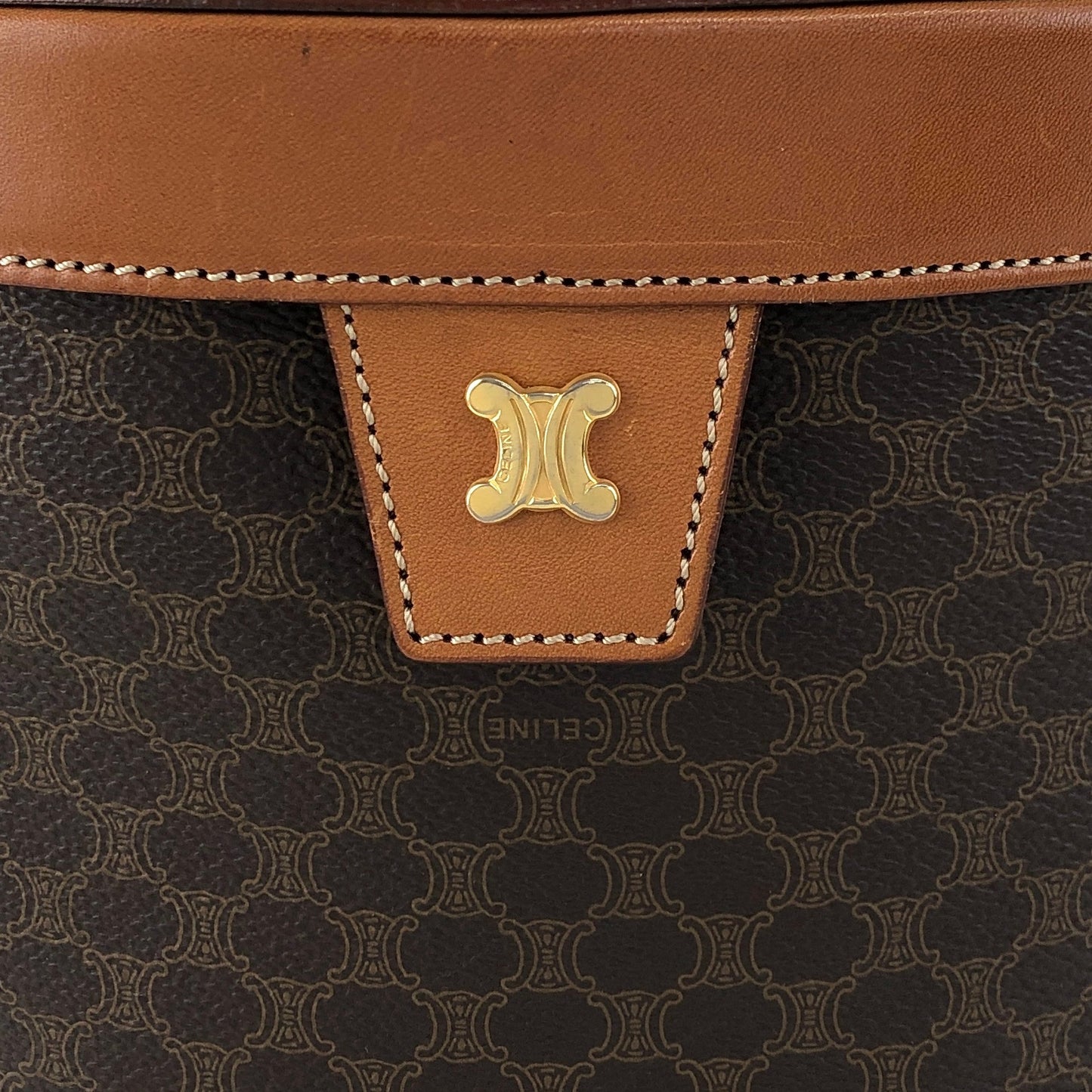 CELINE Macadam Triomphe Two-way Shoulder bag Vanity bag Brown Vintage tbvwcr