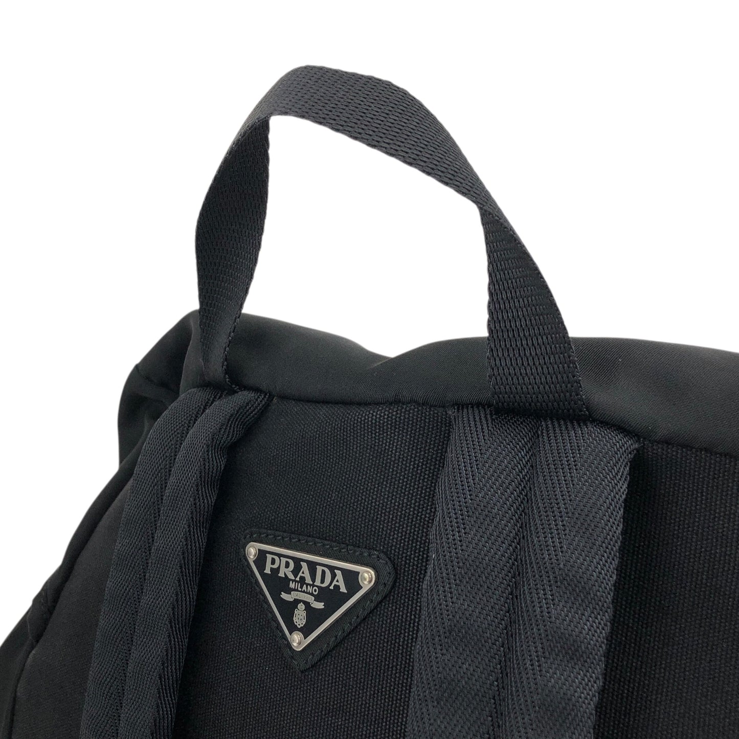 PRADA Tessuto Triangle Logo Backpack Black Vintage wji8cz