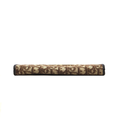 Christian Dior Trotter Jacquard Leather Clutch bag Brown Vintage tkk83n